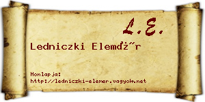 Ledniczki Elemér névjegykártya